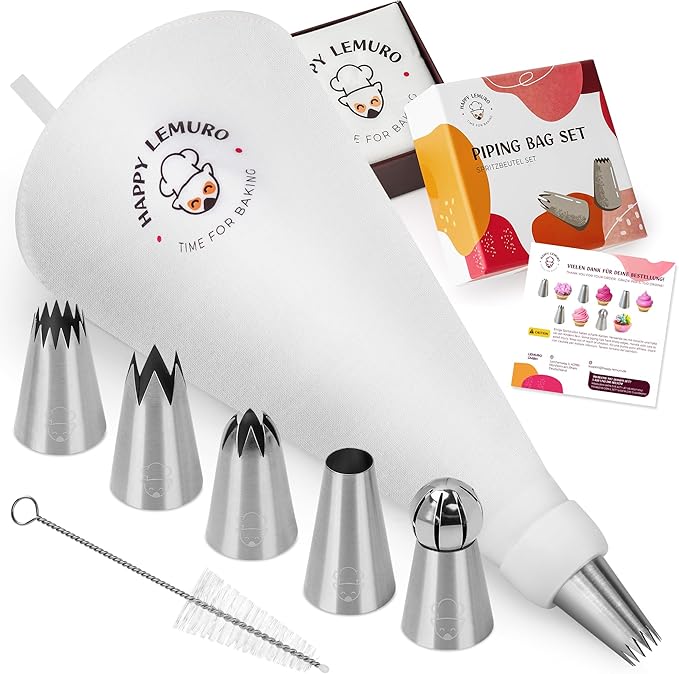 Large Piping Bags and Tips Set - XL Icing Tips - Large Piping Tips Set with Reusable Piping Bag (16 inch) - Decorating Tips for Cupcakes, Cakes, Cookies, Churros, Meringue, etc.