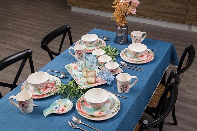 Bico Margret's Garden Ceramic Coffee Mugs Set of 4, 16 oz Large Tea Cups with Handle, Aesthetic Latte Mugs for Cappuccino Cocoa, Lead-Free, Dishwasher and Microwave Safe, Housewarming Gift