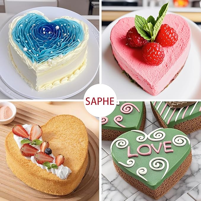 saphe Silicone 10 Inch Cake Pans - Heart Shaped Baking Molds, Set of 4 Cake Molds for Cake, Cheesecake, Rainbow Cake (heart shape 2 packs)