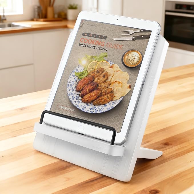 Cookbook Stand Wood Cookbook Holder: Recipe Book Holder for Counter - Wooden Cookbook Stand for Kitchen, Dining Room, Farmhouse - Adjustable Cookbook Recipe Stand