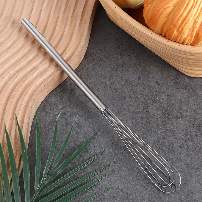 1 pcs Mini Whisks Stainless Steel Skinny Whisk Egg Beater Wire Whisks Portable Kitchen Tiny Whisk for Cooking Blending Whiping Beating Stirring (10.4 Inches)
