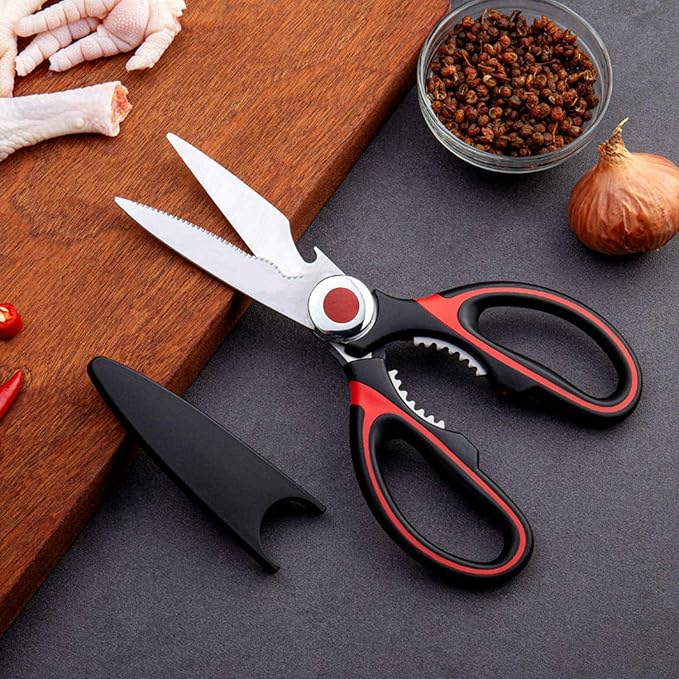 Stainless Steel Kitchen Shears with Soft Silicone Grip, Multi-Purpose Kitchen Scissors, Black