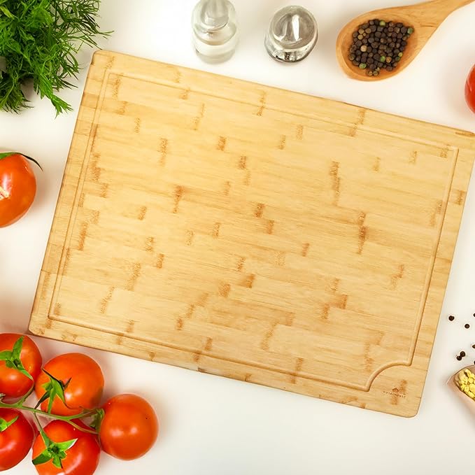 3XLarge Thick Cutting Board, 24"x18''x1'' Bamboo Cutting Boards for Kitchen with Juice Groove and Kitchen Chopping Board for Meat Cheese board Heavy Duty Serving Tray, 3XL