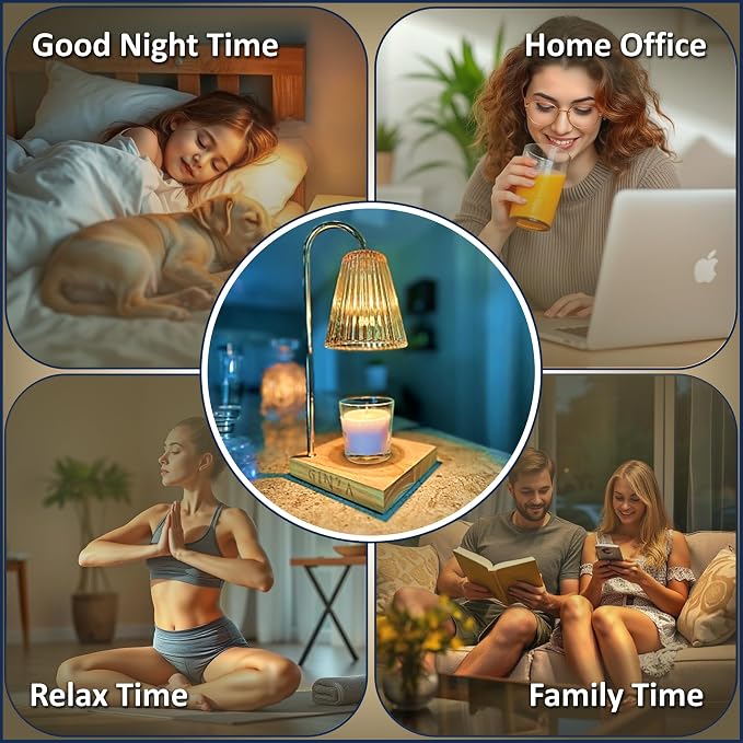 Ginza Candle Warmer Lamp with Timer, Living Room Decor | Gifts for Easter Mom Women Friend Sister | Birthday Gifts for mom | Candle Wax Warmer with 2 Bulbs Home Decoration Amber