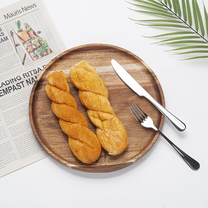 13.8 inch Acacia Wooden Serving Tray, Bamboo Serving Platter, Appetizer Charcuterie Board, Tray Organizer for Kitchen/Countertop