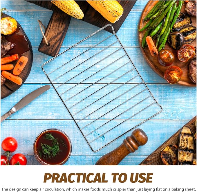 VOSAREA Cooling Rack Nonstick Baking Rack Stainless Steel for Baking Roasting Cooking Oven Safe Air Circulation Design for Crisper Foods Versatile Use Kitchen Grill