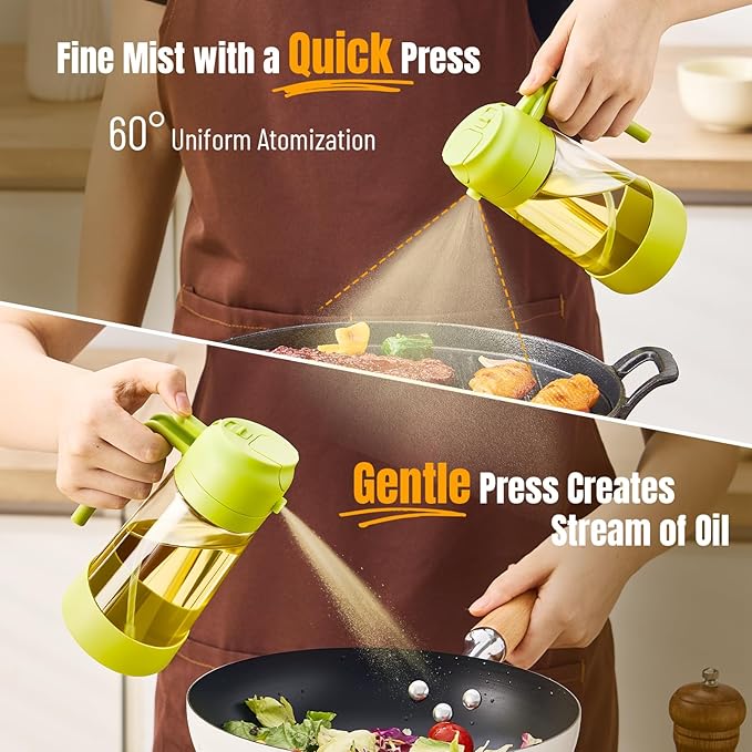 PARACITY 2 in 1 Oil Dipenser Bottle with Silicone Bottom (Green-2PCS)