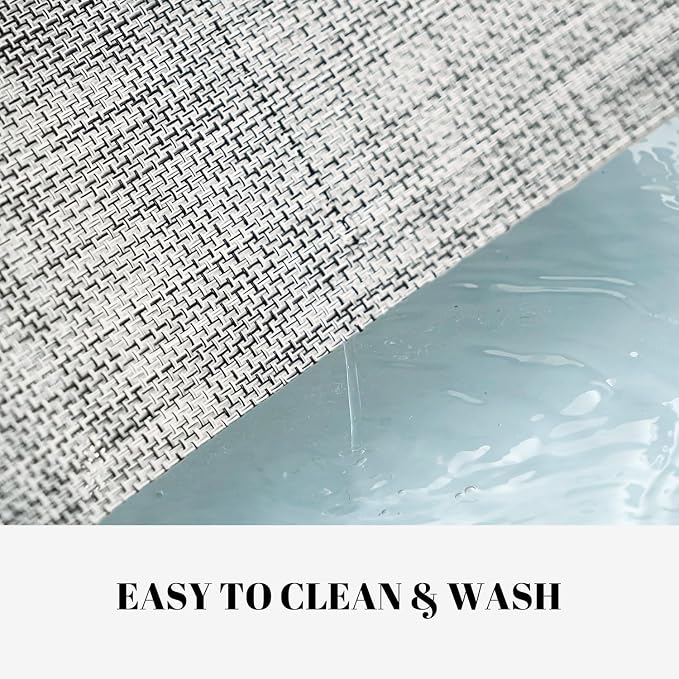 Placemats Set of 6 Vinyl/Plastic Woven Place Mats for Kitchen Table Indoor/Outdoor Washable Placemat Wipeable Dining Table Mats (Grey,6)