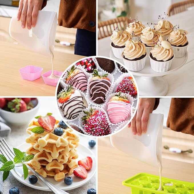 3PCS Chocolate Melting Cup Reusable Storage Silicone Bags Platinum cured silicone BPA-Free top gadgets for bakers