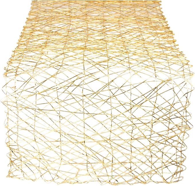 DII Woven Paper Tabletop Collection Holiday or Event Decor, Table Runner, 14x72, Gold