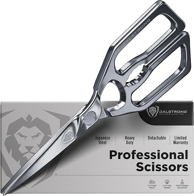 Dalstrong Kitchen Scissors — Japanese Stainless Steel Shears, Ambidextrous, Detachable for Cleaning — For Spatchcocking Chicken, Trimming Herbs, Pizza, Flatbread & Package Opening