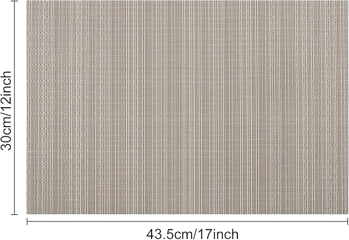 Myir JUN Placemats Set of 8, Vinyl Woven Placemats Place Mats Indoor Set of 8 Washable Table Mats Non-Slip Place mats for Dining Table (Golden Silver, Set of 8)