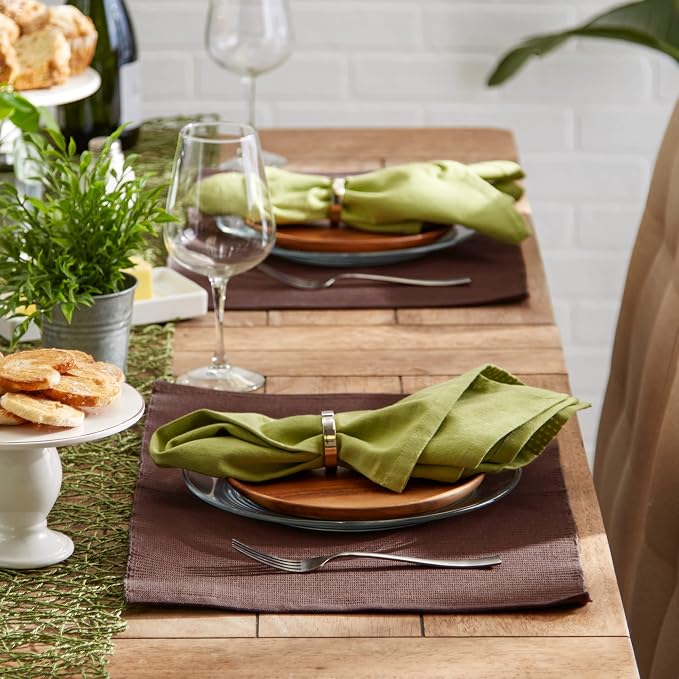 DII Basic Everyday Ribbed Tabletop 100% Cotton, Placemat Set, 13x19, Dark Brown, 6 Piece