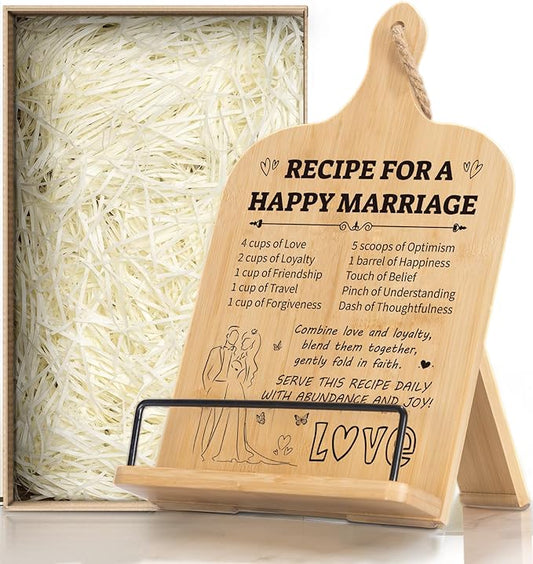 Wedding Gifts Cookbook Stand - Anniversary & Marriage Gifts for Couples, Newlyweds; Book Stands for Display