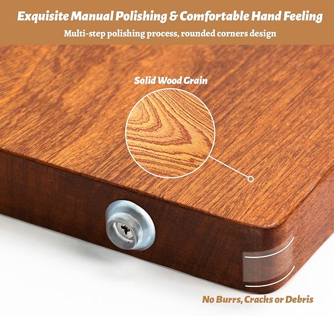 Brosisincorp Real Solid Sapele Cutting Board One Piece No Glue Non Toxic All Whole Single Wood Butcher Block Thick Hard Wood Heavy Duty Edge Grain (Medium, 14.96"L*11.02"W*0.98"Th)