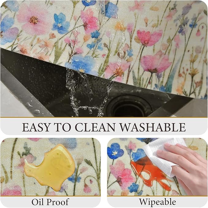 Vinyl Placemats Set of 4-12x17 Inch - Heat Resistant Washable Place Mats Waterproof Non-Slip Wipeable Table Mats for Dining Table Decor, Indoor/Outdoor Plastic Mat