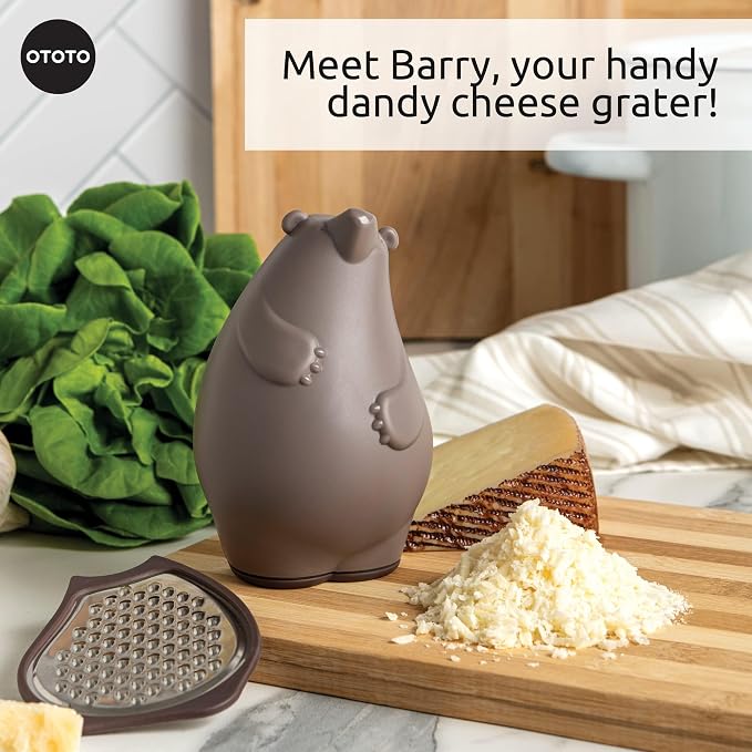 OTOTO Grater - Stainless Steel, BPA Free, Dishwasher Safe, Fun Kitchen Gadget, Vegetable Shredder, Cute Kitchen Gifts & Accessories (Barry The Bear Cheese Grater, Brown)