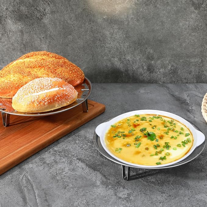2PCS Round Stainless Steel Steamer Rack, Steaming Rack Stand, Canner Canning Racks Steamer Insert Stock Pot Steaming Tray Pressure Cooker Cooking Toast Bread Salad Baking