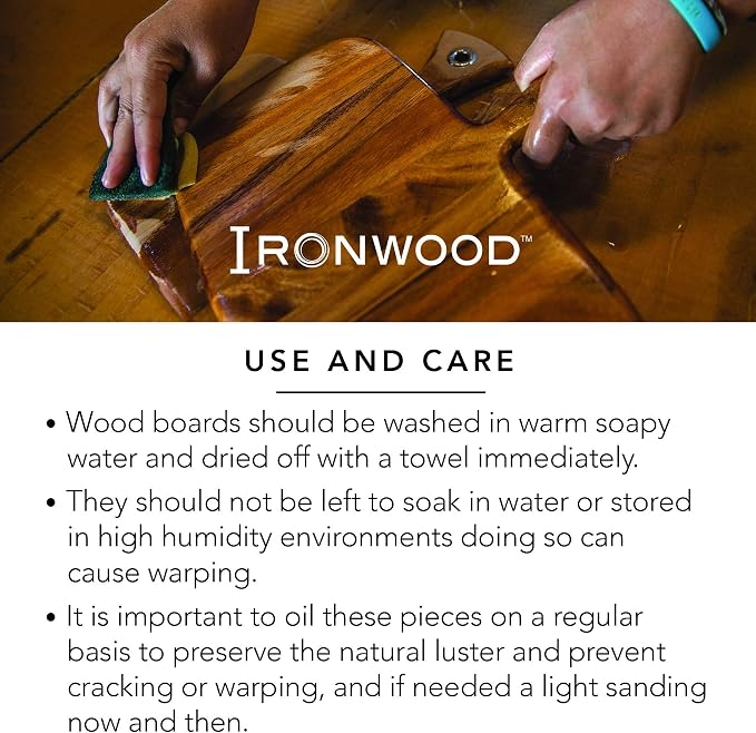 Ironwood Gourmet Acacia Wood Cutting Board With Juice Channel, Big Catch Board, 10" x 15"