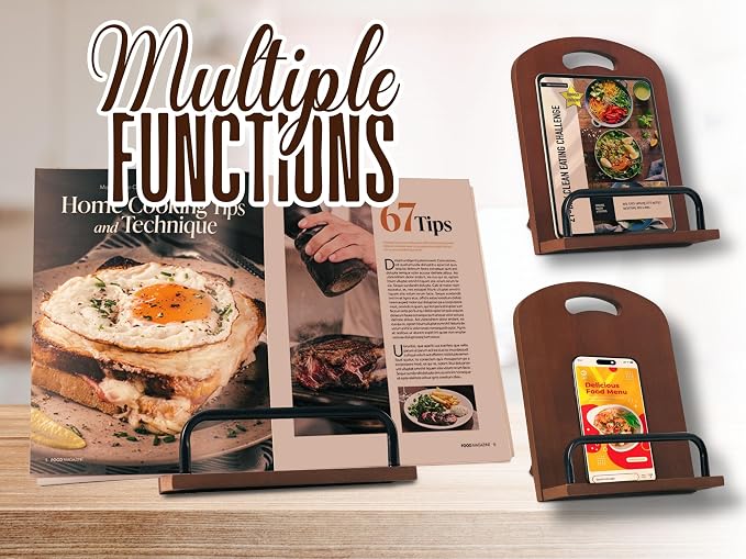INNObeta Cookbook Stand for Kitchen Counter, Adjustable Tablet Recipe Book Holder, Perfect Gifts for Women, Mom, Grandma on Birthday, Unique Kitchen Decor, Initial N