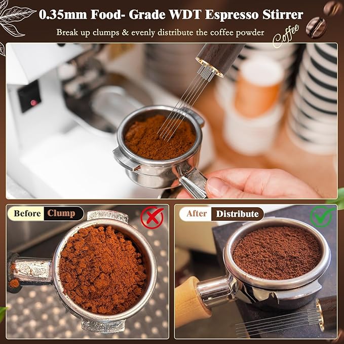 8 PCS Espresso Accessories Kit, 58mm Espresso Tamper Kit Coffee Tamper Set with Coffee Distributor, Espresso Tamping Station, Espresso WDT Stirrer,Dosing Funnel, Fits Breville 58 mm Portafilter