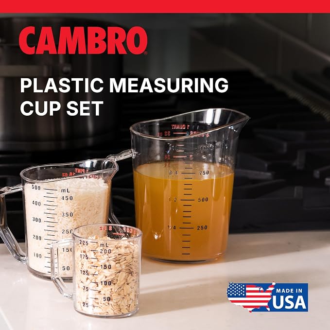 Cambro Measuring Cup - 3 Pack - 1 Cup, 2 Cup, 4 Cup (Clear)