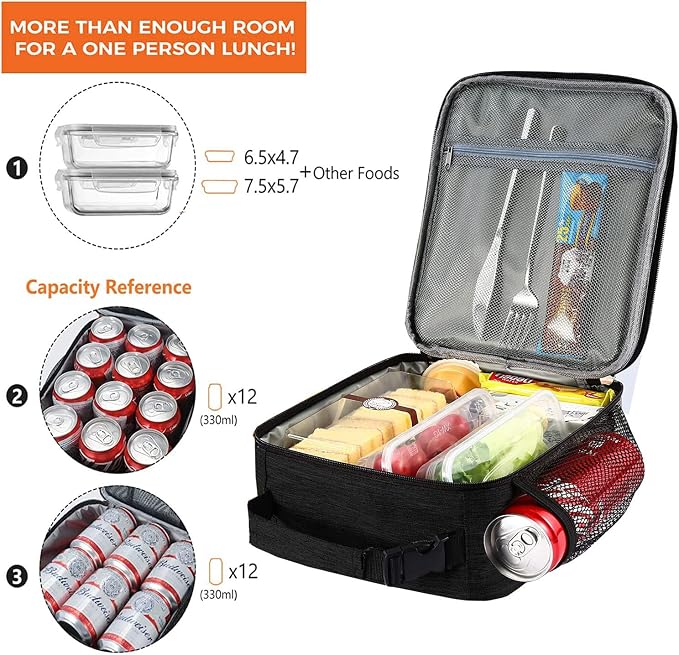 Lunch Box for Men Women Adult-Small Insulated Lunch Bag for Office Hiking - Portable Reusable Lunch Box
