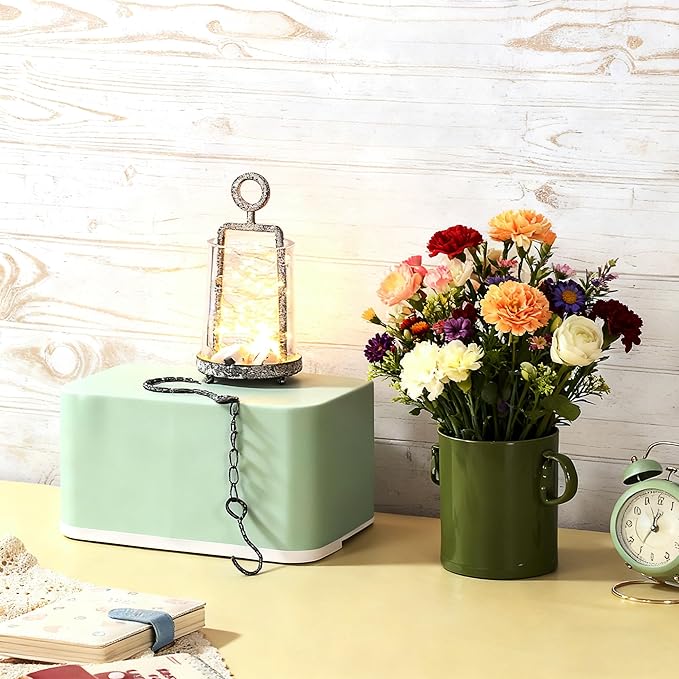 3.3" Wide Modern Farmhouse Metal Hurricane Candle Holder with Handmade Sturdy Glass Sleeve in Rustic Black for Tealight Candle & Plants, Glass Hurricane Lntern, Industrial, Minimalistic