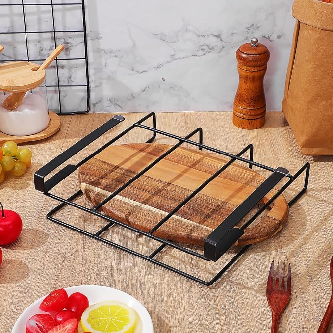 Hanging Cutting Board Rack Cabinet Organizer Metal Holder for Kitchen Supplies Storage with Pot Lid and Mug Space 10.23X9.84X2.75 Inch