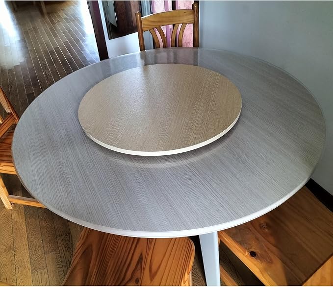 Lazy Susan Wooden Turntable For Round Dining Table, Round Wooden Rotating Tray, Easy Cleaning, Ø20in~39in, Kitchen Rotating Serving Plate, 360 ° Rotation Without Tilting (Color : White, Size : Ø600m