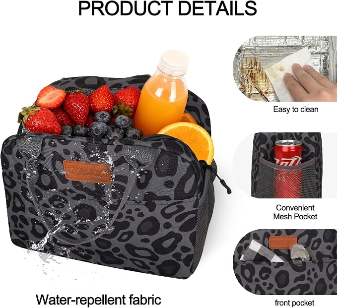 Goloni Insulated Lunch box for Women Men,10L Large Capacity Leakproof Lunch Tote, Lightweight Reusable Lunch Bag with 3 Pockets for Work, Office, Travel, Picnic