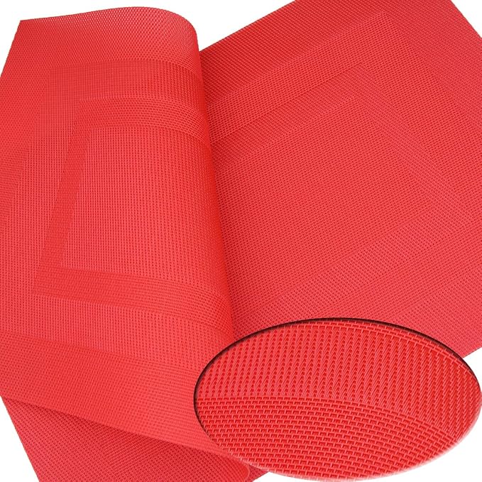 PIGCHCY Placemats Set of 8 Washable Durable Place Mats Vinyl Heat Resistant Non-Slip Table Mats Indoor Outdoor (Passionate Red)