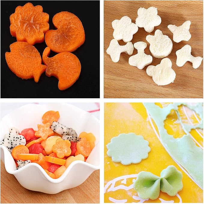 18 pcs Cookie Cutters Fruit Cutter Mini Sizes Set Vegetable Cutter Cookie Pastry Stamps Mold, Bento Lunch,Bread, Sandwich
