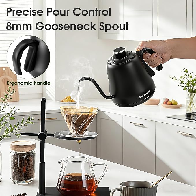 Gooseneck Electric Kettle Temperature Control: ±1℉ Precise Target | 316L Stainless Steel Electric Kettles for Boiling Water, Pour Over Coffee & Brew Tea, 1000W Quick Heating, 2h Keep Warm, 0.8L