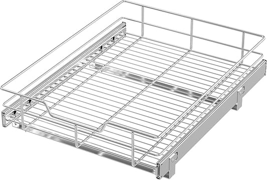 Pull Out Cabinet Organizer 17" W X 22" D, Slide Out Drawers For Kitchen Organizers and Storage, Pull Out Drawers For Cabinets Capacity Heavy Duty Caddy, Cabinet Shelves Chrome-Plated, Bathroom Pantry