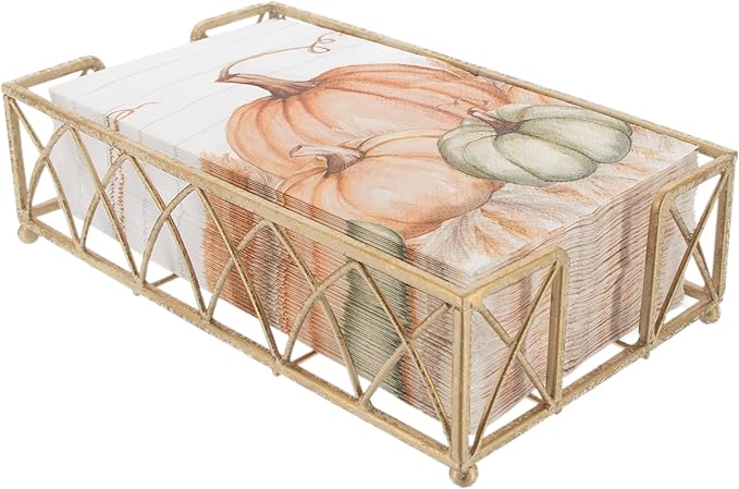 Boston International Arch Design Guest Towel Napkin Holder Caddy, 9 x 5.25-Inches, Antique White,BID58