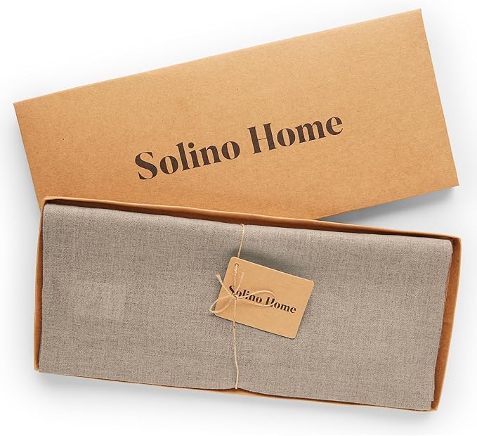 Solino Home Linen Natural Table Runner 36 Inches - 100% Pure Linen Small Table Runner 14 x 36 Inch Ideal for Dresser and Coffee Tables - Spring, Summer - Fete