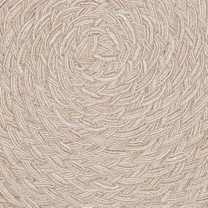 SHACOS Round Braided Placemats 15 inch Set of 4 Boho Woven Washable Kitchen Table Placemats for Home Wedding Party (T-Beige, 4)