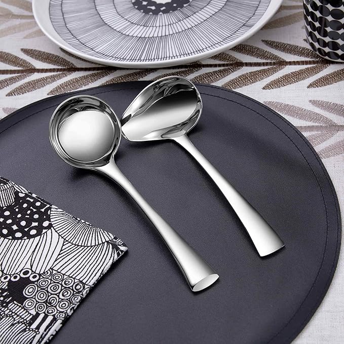 KEAWELL Premium Austin 1-Piece Sauce Ladle and 1 Piece Gravy Ladle, 18/10 Stainless Steel, Silver, Dishwasher Safe