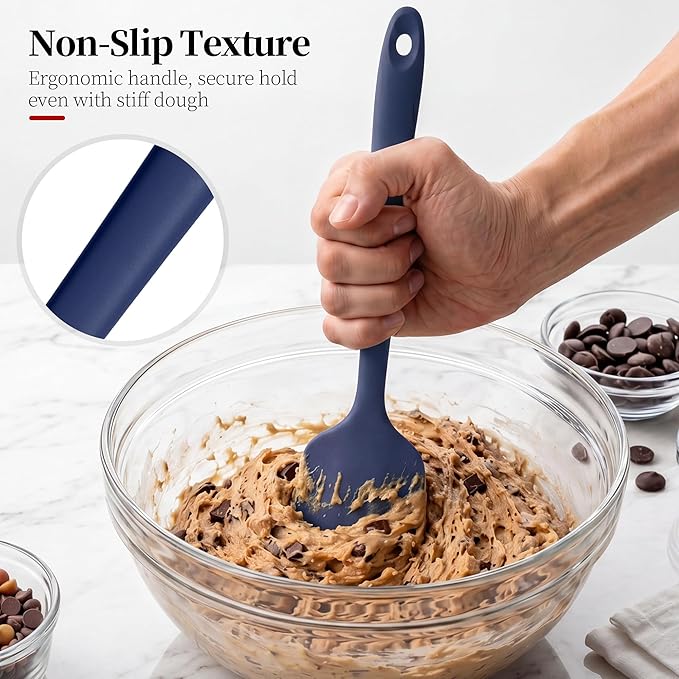 600ºF Heat Resistant Spatula, 11.34 inch High Heat Food Safe Semless Kitchen Silicone Scraper for Cooking Baking Mixing Scraping Stirring Nonstick Cookware Pan Bowl (Midnight Blue)