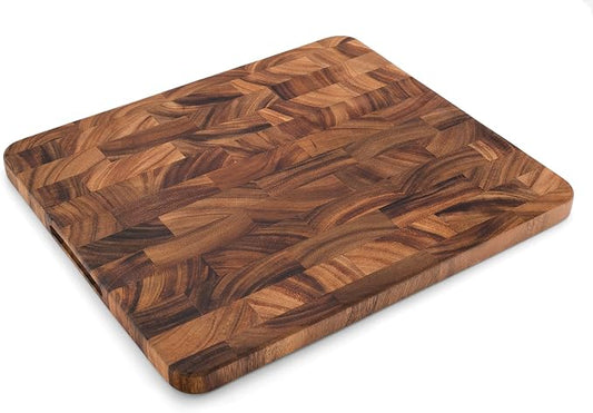 Ironwood Gourmet Oslo End Grain Utility Cutting Board, 14 x 16 Inches, Natural Acacia Wood