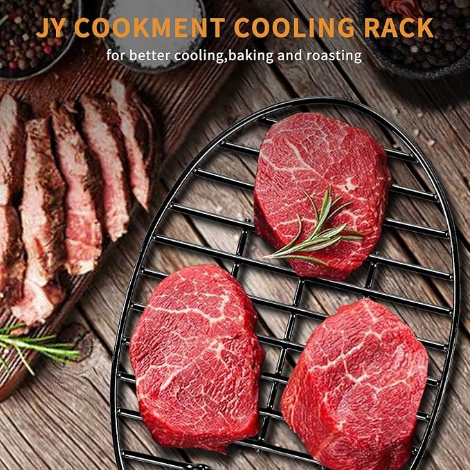 JY COOKMENT Cooling Roasting Rack with Integrated Feet, Enameled Coating, PTFE Free, Great for Cooking, Drying, Grilling, Dishwasher Safe (10inch*6.5inch)
