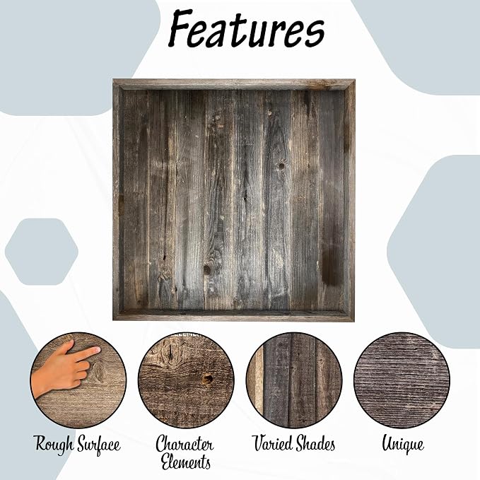 Wooden Ottoman Tray with Felt Pad – Decorative Couch Serving Tray Made with Real Rustic Reclaimed Wood - Perfect for Living Room Ottomans, Sofas, & Coffee Tables -24" x 24" - Natural Weathered Gray