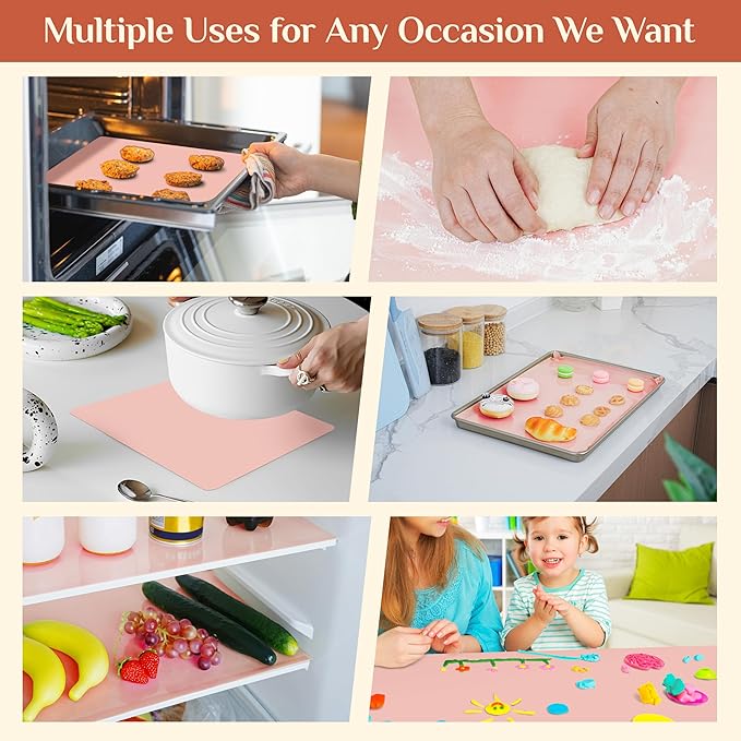 Silicone Baking Mat, 16 IN x 6 FT Free Cutting Baking Sheet, Non-Stick Reusable Dough & Pastry Mat, Non-Slip Silicone Mat Roll for Air Fryer Liner, Freeze Dryer, Oven Baking Pan, Kitchen Counter