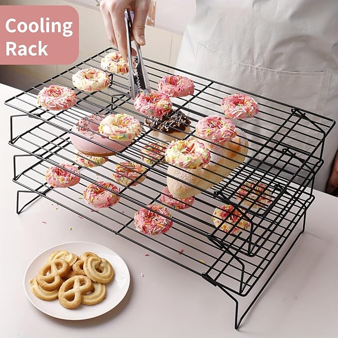 Cooling Rack with Legs, Nonstick Collapsible Wire Rack Stackable Cooling Grid Cookie Wire Grid with Folding Leg for Cooking, Baking, Roasting, Drying Cookie Cake Pizza