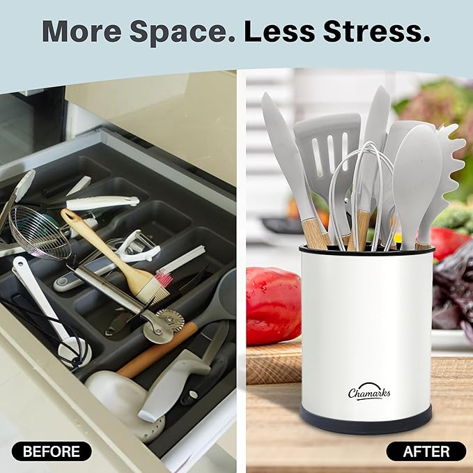 Kitchen Utensil Holder and Countertop Organizer. (White)