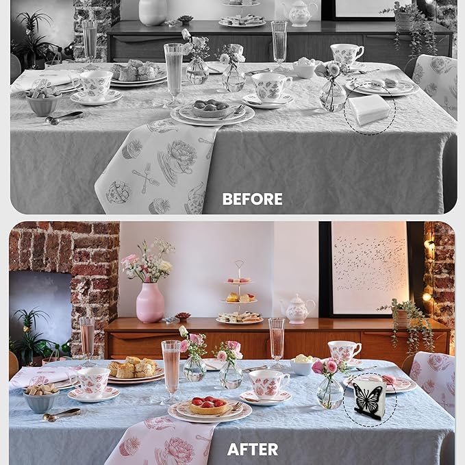LFT 2‑Pack Napkin Holder Set, butterfly napkin holder set for everyday and cocktail napkins, metal stand for table, kitchen