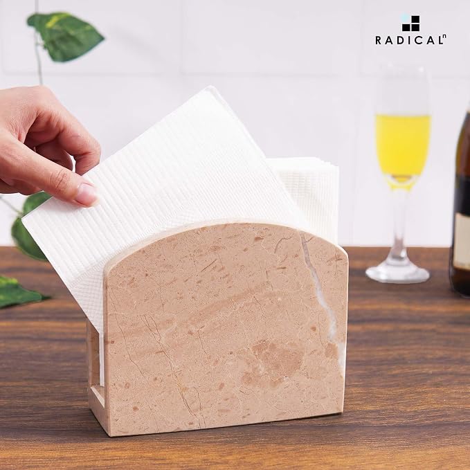 Radicaln Marble Napkin Holder 5.5" Inch Verona Handmade Serviette Holder - Kitchen Table Top Decor, Napkins For Coffee Table, Cocktail Napkin Holder, Kitchen Accessories