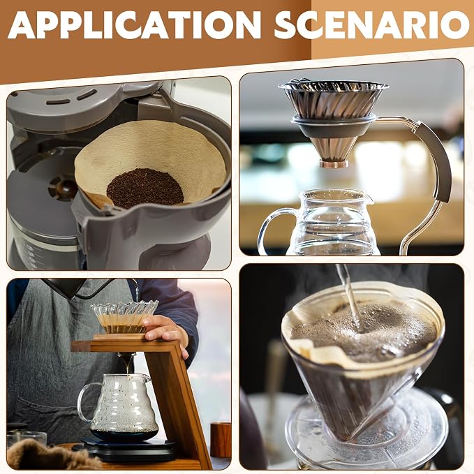 200 Count Cone Coffee Filters #2, 2 Coffee Filters Cone, Coffee Filters Disposable, Natural Unbleached Cone Paper Filter for Pour Over and Drip Coffee Maker, Suitable for Home Coffee Shop (2-4 Cup)