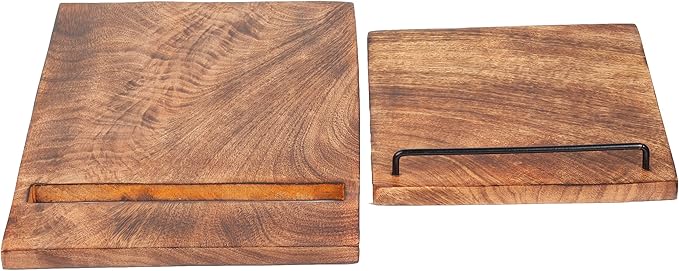 Wooden Cookbook Stand Cutting Chopping Board | Wood Cookbook Recipe Holder with The Adjustable Pull-Out Stand